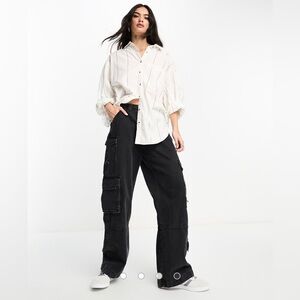 We the free  Happy Hour striped shirt in ivory size M